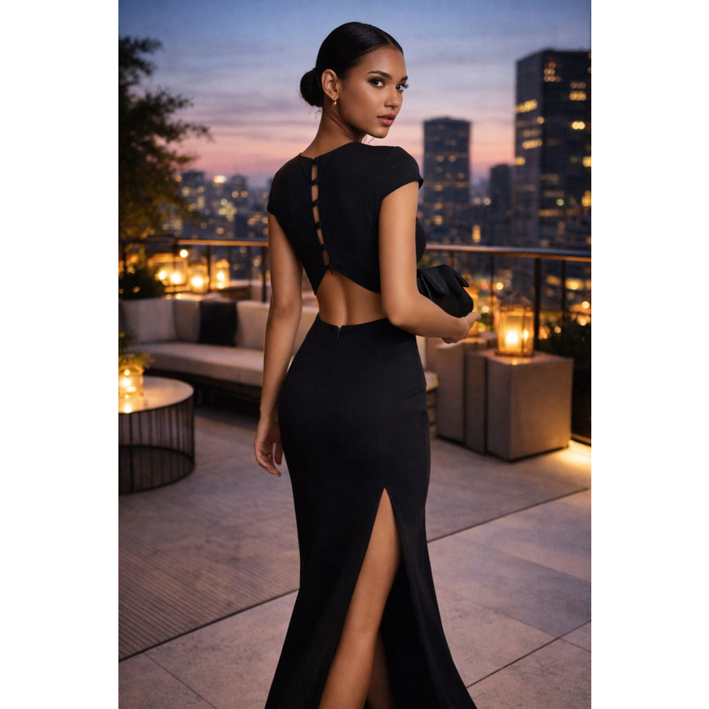 Lulu's Black Cutout Back Maxi Dress